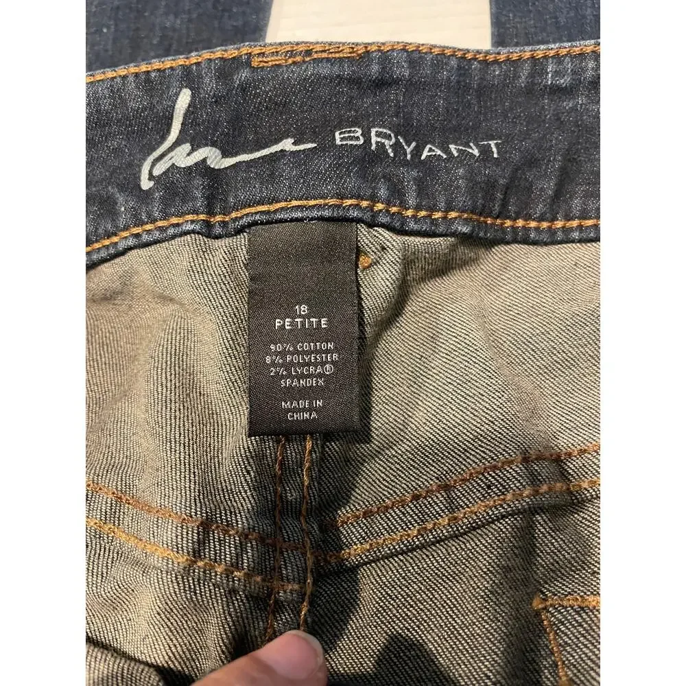Lane Bryant women's dark wash jeans sz 18 petite slim boot genius fit jeans